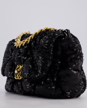 Chanel Black Sequin Medium 19 Bag with Mixed Hardware