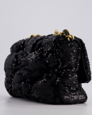 Chanel Black Sequin Medium 19 Bag with Mixed Hardware