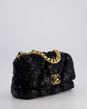 Chanel Black Sequin Medium 19 Bag with Mixed Hardware