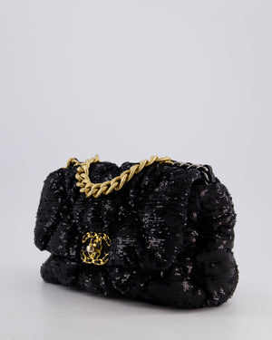 Chanel Black Sequin Medium 19 Bag with Mixed Hardware
