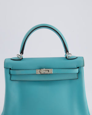 Hermès Kelly 25 Retourne Bag in Bleu Atoll Swift Leather with