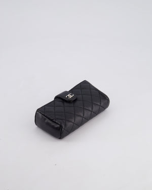 Chanel Black Small Pouch Bag in Lambskin Leather with Silver Hardware and Removable Chain with Charms