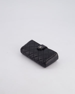 Chanel Black Small Pouch Bag in Lambskin Leather with Silver Hardware and Removable Chain with Charms