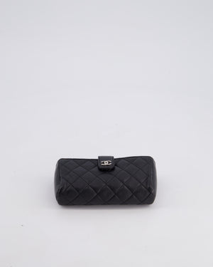 Chanel Black Small Pouch Bag in Lambskin Leather with Silver Hardware and Removable Chain with Charms