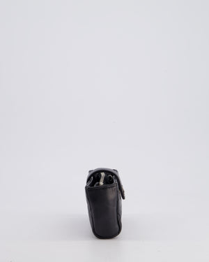 Chanel Black Small Pouch Bag in Lambskin Leather with Silver Hardware and Removable Chain with Charms