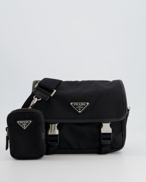 Prada Black Re-Nylon and Saffiano Leather Shoulder Bag with Removable Pouch RRP £1,750