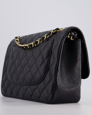 *FIRE PRICE* Chanel Black Jumbo Caviar Classic Double Flap Bag with Gold Hardware