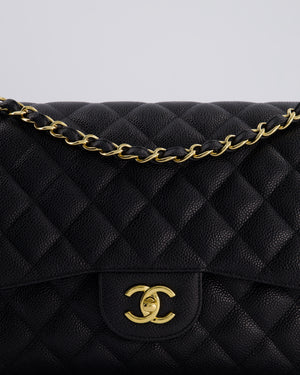 *FIRE PRICE* Chanel Black Jumbo Caviar Classic Double Flap Bag with Gold Hardware