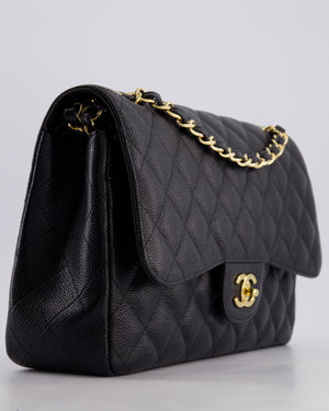 *FIRE PRICE* Chanel Black Jumbo Caviar Classic Double Flap Bag with Gold Hardware