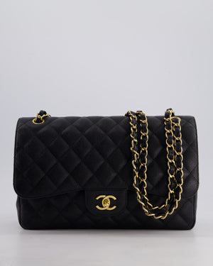 *FIRE PRICE* Chanel Black Jumbo Caviar Classic Double Flap Bag with Gold Hardware