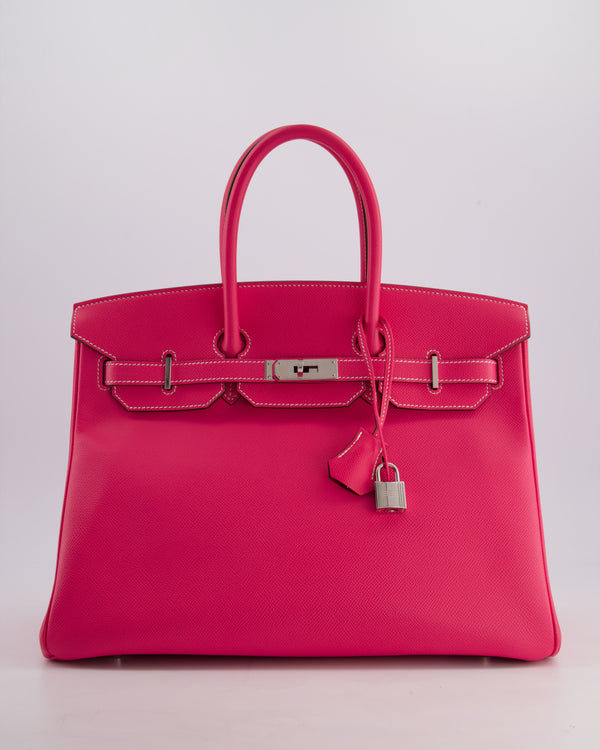 Hermès Candy Birkin 35cm Retourne Bag in Rose Tyrein and Rose Ruby Verso Epsom Leather with Palladium Hardware
