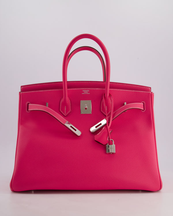 Hermès Candy Birkin 35cm Retourne Bag in Rose Tyrein and Rose Ruby Verso Epsom Leather with Palladium Hardware