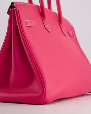 Hermès Candy Birkin 35cm Retourne Bag in Rose Tyrein and Rose Ruby Verso Epsom Leather with Palladium Hardware