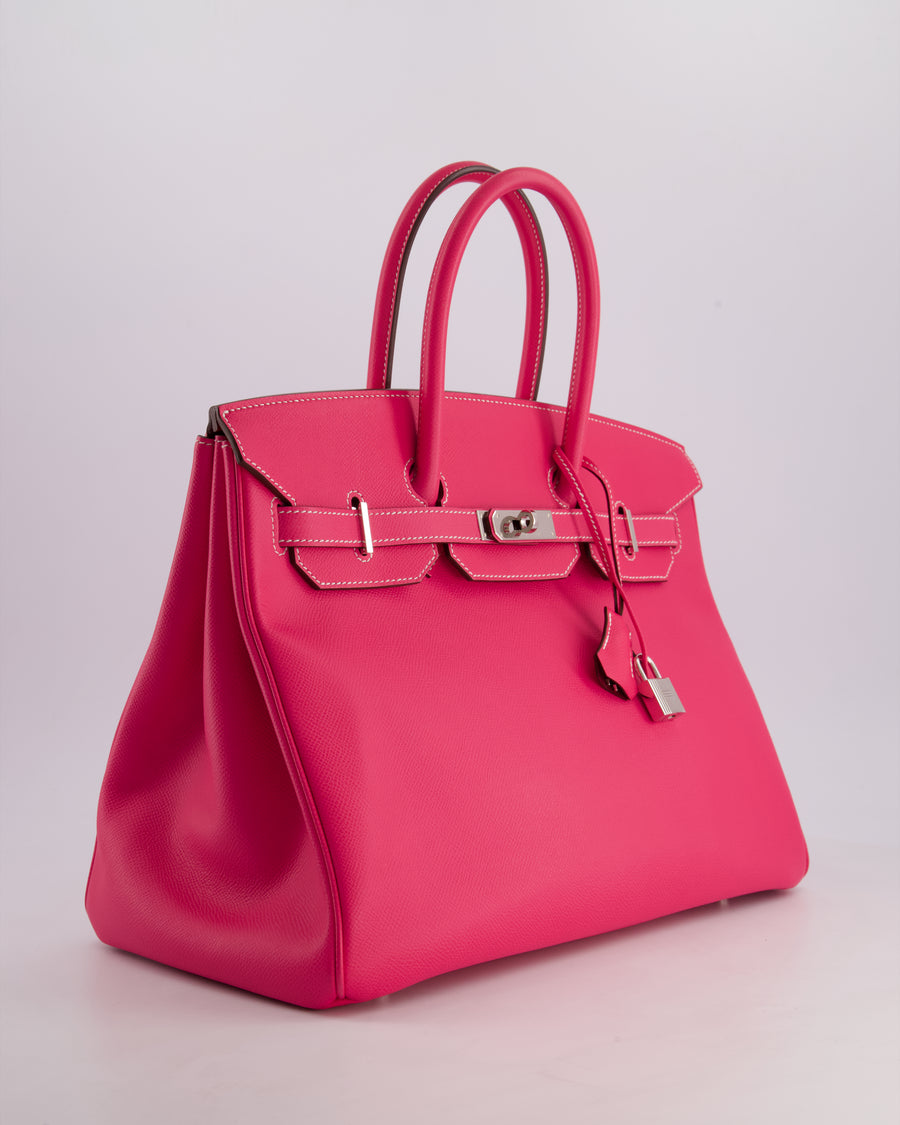 Hermès Candy Birkin 35cm Retourne Bag in Rose Tyrein and Rose Ruby Verso Epsom Leather with Palladium Hardware