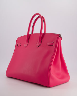 Hermès Candy Birkin 35cm Retourne Bag in Rose Tyrein and Rose Ruby Verso Epsom Leather with Palladium Hardware