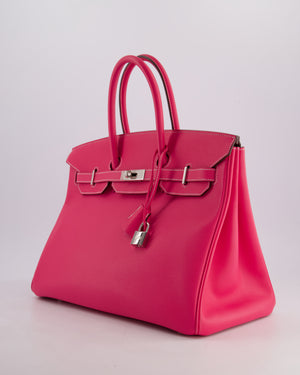Hermès Candy Birkin 35cm Retourne Bag in Rose Tyrein and Rose Ruby Verso Epsom Leather with Palladium Hardware