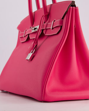 Hermès Candy Birkin 35cm Retourne Bag in Rose Tyrein and Rose Ruby Verso Epsom Leather with Palladium Hardware