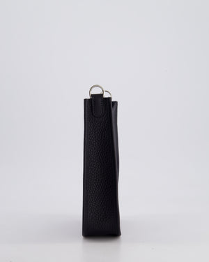 Hermès Mini Evelyne 16 Bag in Caban Clemence Leather with Palladium Hardware & Blue Zanzibar/Caban Wool Strap
