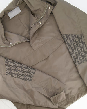 Christian Dior Menswear Khaki Anorak Jacket with Dior Oblique Logo Sleeve Details Size FR 52 (UK 42) RRP £1,650