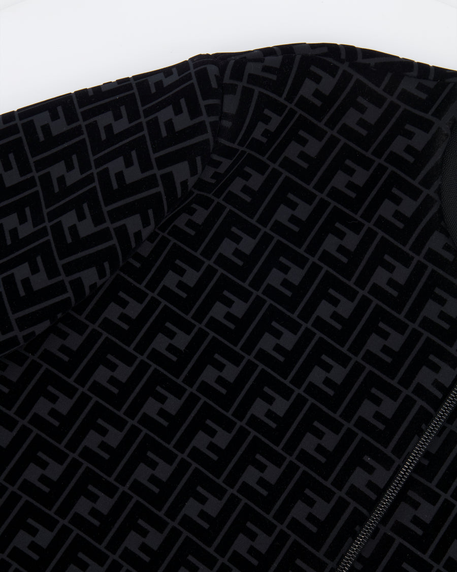 Fendi Menswear Black Suede-Effect FF Logo Jacket Size IT 54 (UK 44) RRP £2,250