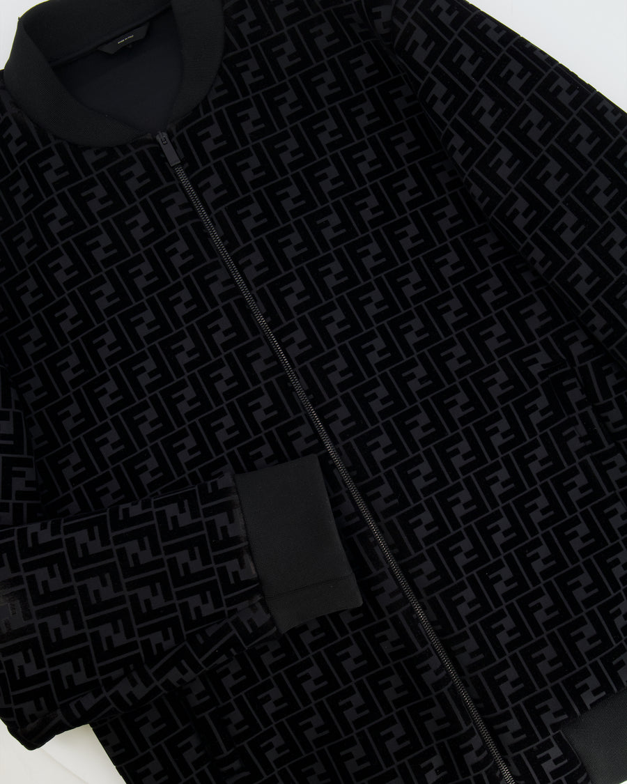 Fendi Menswear Black Suede-Effect FF Logo Jacket Size IT 54 (UK 44) RRP £2,250