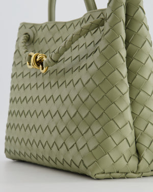 Bottega Veneta Medium Andiamo Bag in Travertine Intrecciato Leather with Gold Hardware RRP £4,030