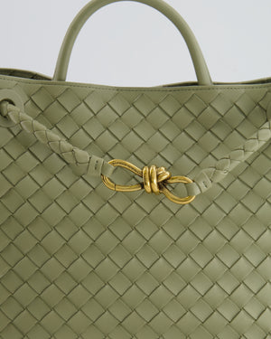 Bottega Veneta Medium Andiamo Bag in Travertine Intrecciato Leather with Gold Hardware RRP £4,030