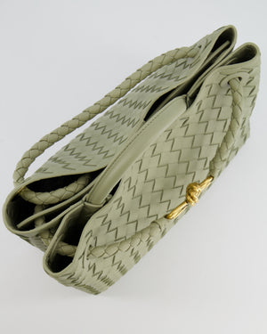 Bottega Veneta Medium Andiamo Bag in Travertine Intrecciato Leather with Gold Hardware RRP £4,030