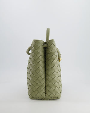 Bottega Veneta Medium Andiamo Bag in Travertine Intrecciato Leather with Gold Hardware RRP £4,030