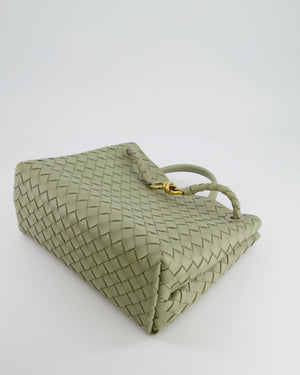 Bottega Veneta Medium Andiamo Bag in Travertine Intrecciato Leather with Gold Hardware RRP £4,030