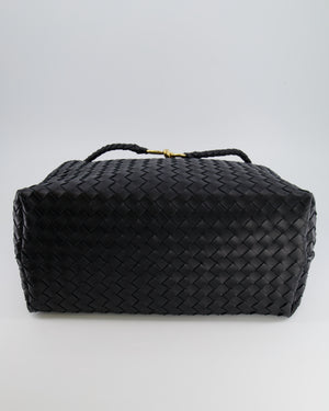 Bottega Veneta Black Andiamo Large Intrecciato Leather Top Handle Bag with Sliding Cross-Body and Gold Knot Hardware RRP £6,090