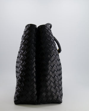 Bottega Veneta Black Andiamo Large Intrecciato Leather Top Handle Bag with Sliding Cross-Body and Gold Knot Hardware RRP £6,090