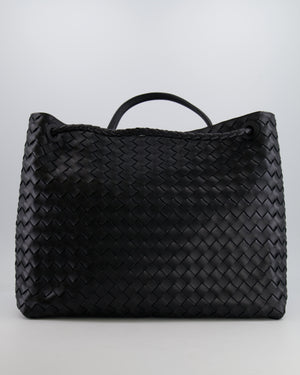 Bottega Veneta Black Andiamo Large Intrecciato Leather Top Handle Bag with Sliding Cross-Body and Gold Knot Hardware RRP £6,090