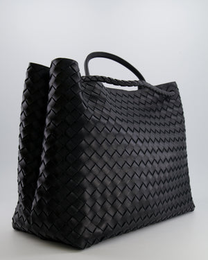 Bottega Veneta Black Andiamo Large Intrecciato Leather Top Handle Bag with Sliding Cross-Body and Gold Knot Hardware RRP £6,090