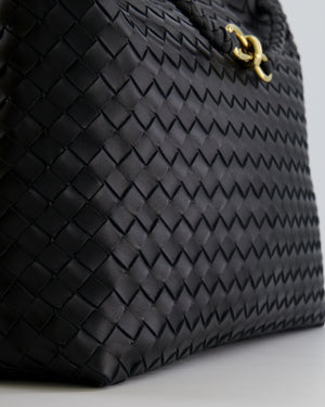 Bottega Veneta Black Andiamo Large Intrecciato Leather Top Handle Bag with Sliding Cross-Body and Gold Knot Hardware RRP £6,090