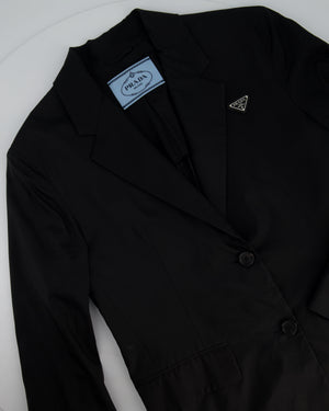 Prada Black Re-Nylon Single Breasted Blazer with Zip Detail Size IT 38 (UK 10)