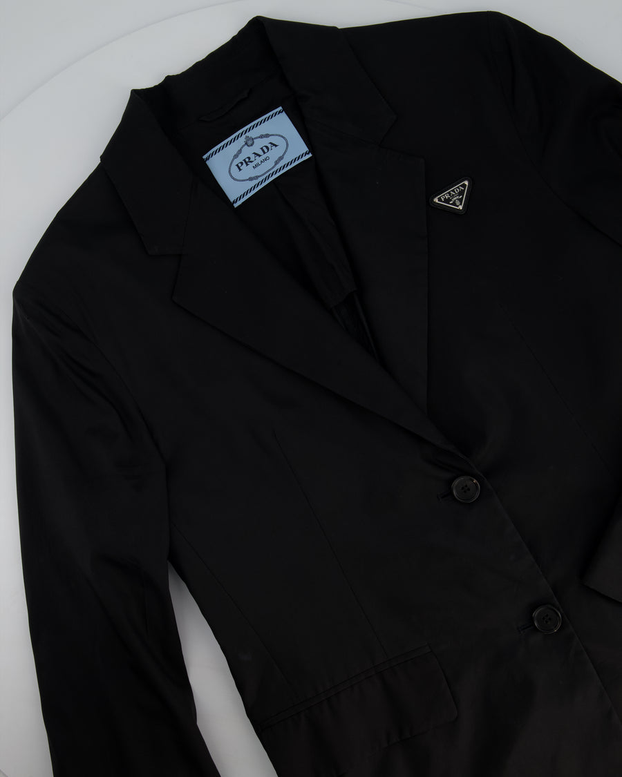 Prada Black Re-Nylon Single Breasted Blazer with Zip Detail Size IT 38 (UK 10)