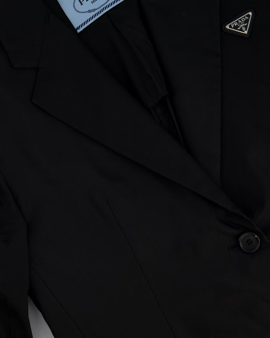 Prada Black Re-Nylon Single Breasted Blazer with Zip Detail Size IT 38 (UK 10)
