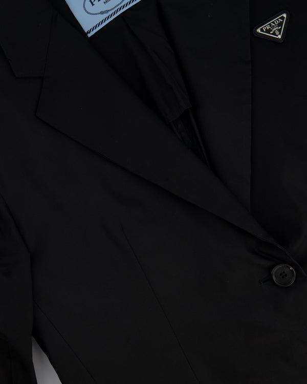 Prada Black Re-Nylon Single Breasted Blazer with Zip Detail Size IT 38 (UK 10)