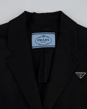 Prada Black Re-Nylon Single Breasted Blazer with Zip Detail Size IT 38 (UK 10)