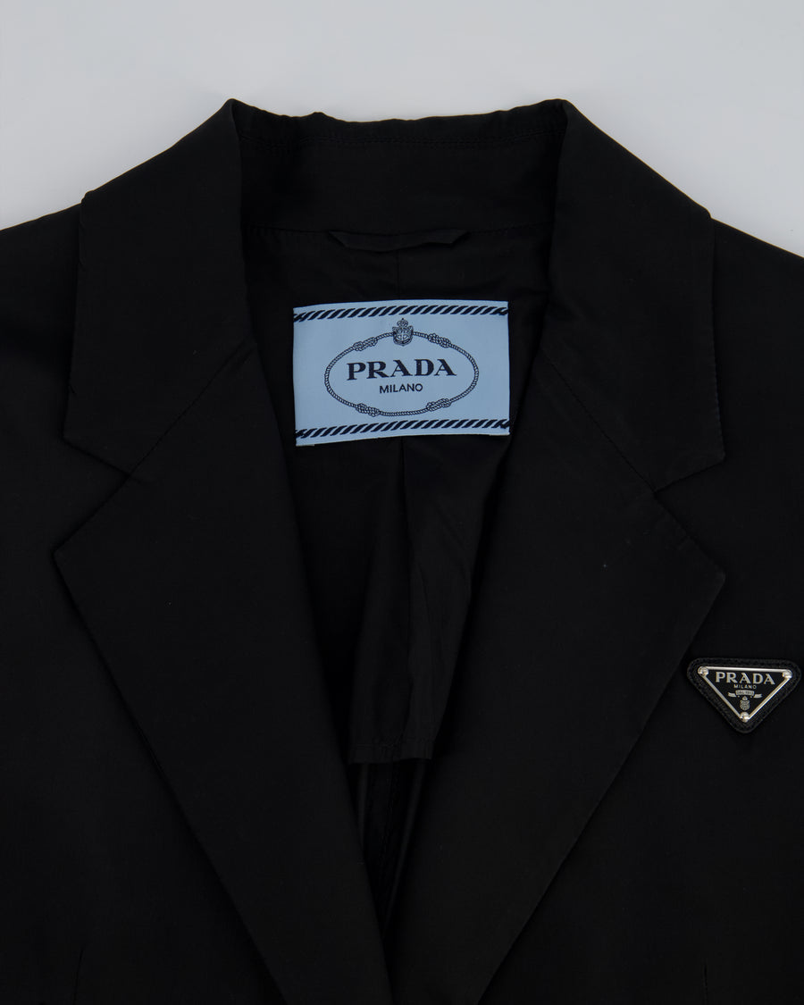 Prada Black Re-Nylon Single Breasted Blazer with Zip Detail Size IT 38 (UK 10)