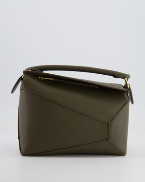Loewe Small Puzzle Edge Bag in Dark Khaki Smooth Calfskin Leather with Gold Hardware RRP £2,700
