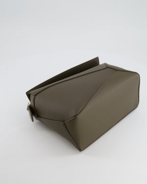 Loewe Small Puzzle Edge Bag in Dark Khaki Smooth Calfskin Leather with Gold Hardware RRP £2,700