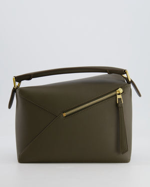 Loewe Small Puzzle Edge Bag in Dark Khaki Smooth Calfskin Leather with Gold Hardware RRP £2,700