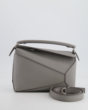 Loewe Small Puzzle Edge Bag in Pearl Grey Grained Calfskin Leather with Silver Hardware RRP £2,700
