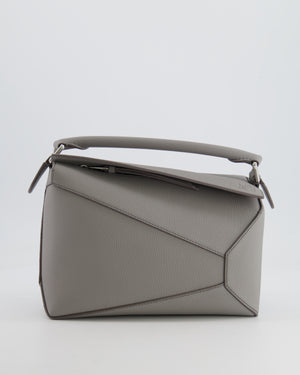 Loewe Small Puzzle Edge Bag in Pearl Grey Grained Calfskin Leather with Silver Hardware RRP £2,700
