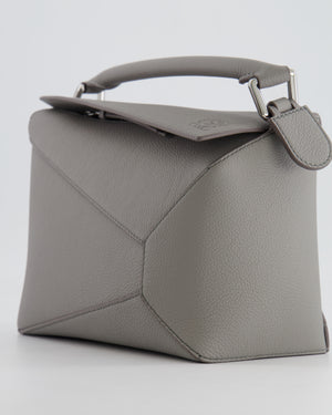 Loewe Small Puzzle Edge Bag in Pearl Grey Grained Calfskin Leather with Silver Hardware RRP £2,700