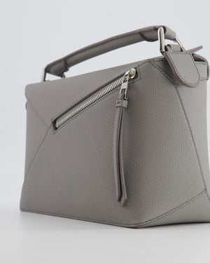 Loewe Small Puzzle Edge Bag in Pearl Grey Grained Calfskin Leather with Silver Hardware RRP £2,700