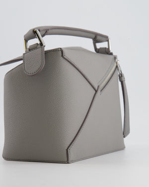 Loewe Small Puzzle Edge Bag in Pearl Grey Grained Calfskin Leather with Silver Hardware RRP £2,700