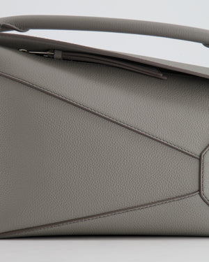 Loewe Small Puzzle Edge Bag in Pearl Grey Grained Calfskin Leather with Silver Hardware RRP £2,700